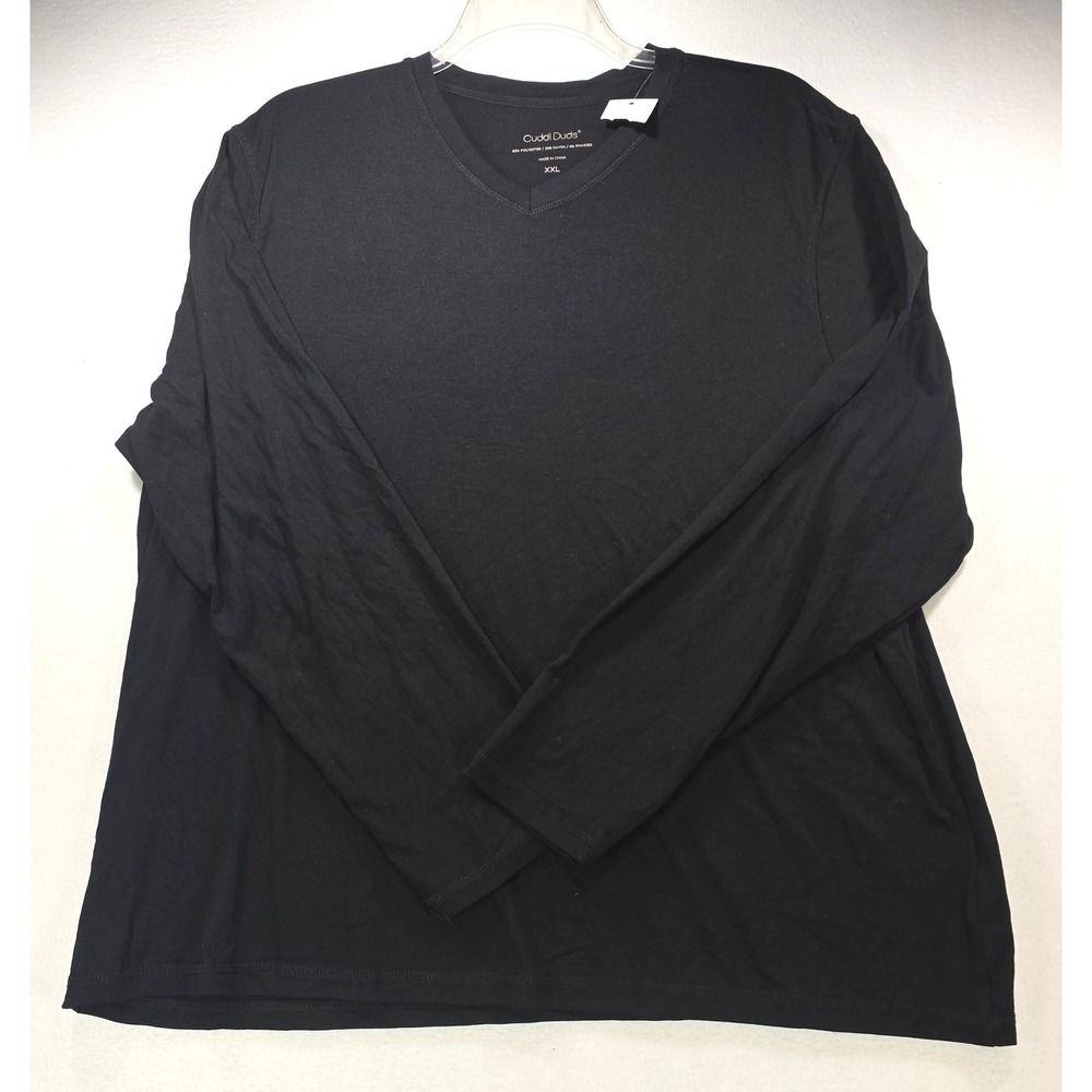 Cuddl Duds Womens XXL Black V-Neck Long Sleeve Stretch Top Base Layer